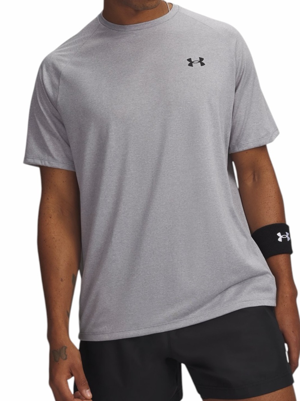 UNDER ARMOUR TECH TEE HEATHER GREY Fast Dry Loose Fit MENS